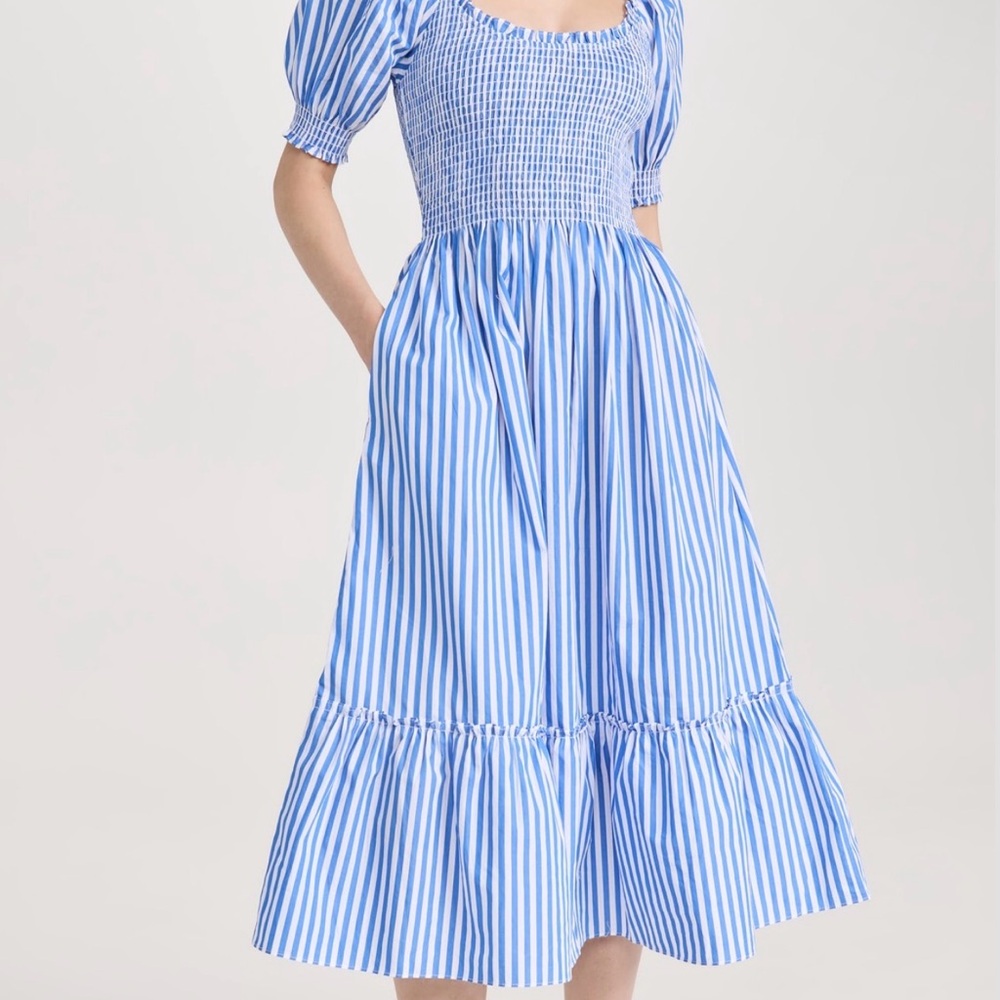 NWT Hill House Blueberry Blue Stripe Midi Dress XS